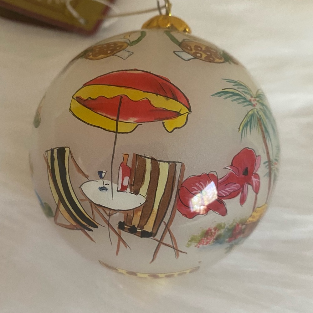 Dillards Trimmings TROPICAL Li Bien Painted Glass Ball Ornament